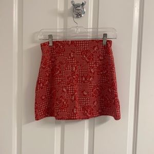 Urban Outfitters Red Printed Mini Skirt, size XS